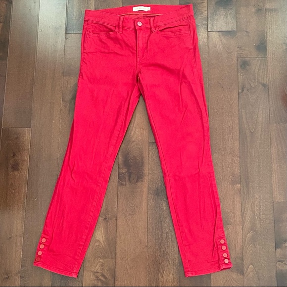 Tory Burch Denim - Vibrant Red Tory Burch Side Button Detail Ankle Jeans/Sz 28/EUC!